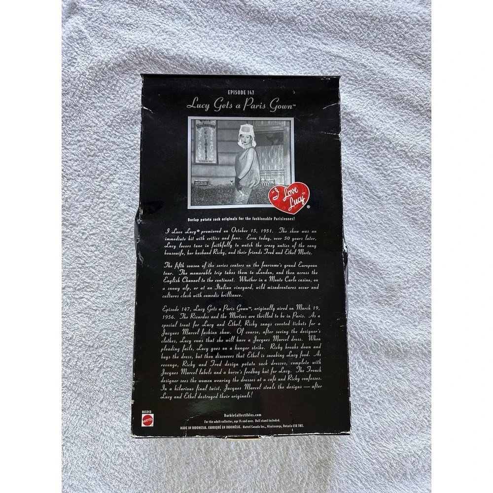 I Love Lucy Barbie Doll Mattel Lucy Gets a Paris Gown Episode 147 In Box 2002 - Picture 2 of 2